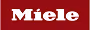 Miele brand logo in white text on red background.
