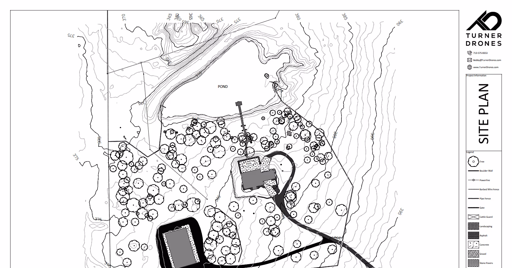 PDF site plan created from a combination of aerial lidar and photogrammetry.