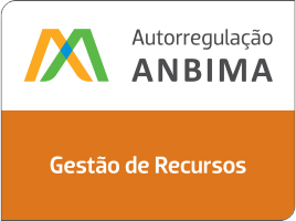 Logotipo da Autorregulação ANBIMA com texto Gestão de Recursos em fundo laranja.