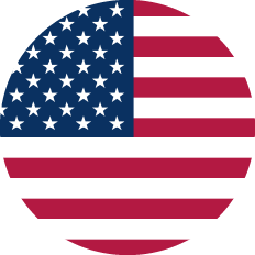Bandeira dos Estados Unidos em formato circular. É possível ver parte de suas estrelas brancas em fundo azul e as listras vermelhas e brancas.
