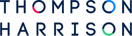 Thompson Harrison logo with colourful geometric accents.