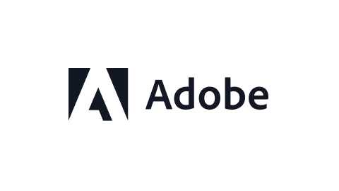 Adobe company logo with stylized 'A' and the word 'Adobe'.