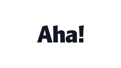 Black text saying 'Aha!' on a dark background.