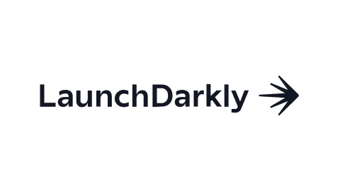 LaunchDarkly logo with arrow symbol on a black background.