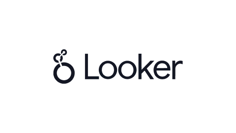 Looker logo with black text and a stylized keyhole symbol on a white background.
