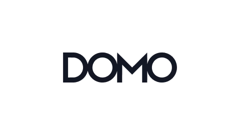 Domo logo in black text on a black background.