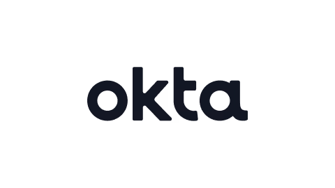 Okta company logo in black on a black background.