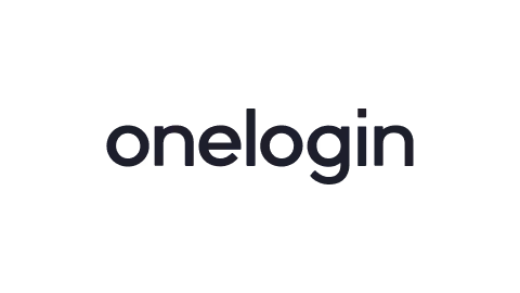 Onelogin company logo in black text with a stylized lock symbol.