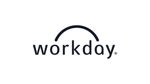Workday logo with stylized arch over the text in black on transparent background.