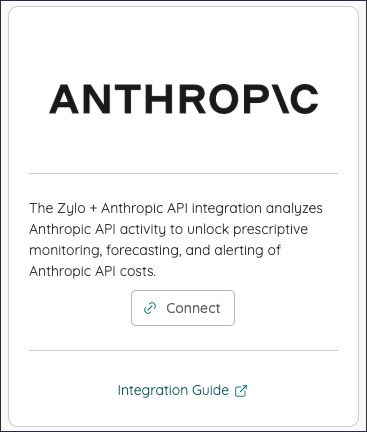 The Anthropic integration tile in Zylo