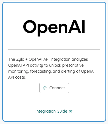 The OpenAI integration tile in the Zylo app