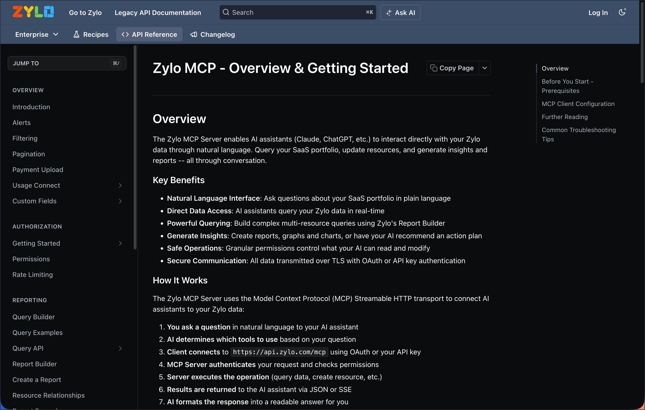 The Zylo MCP getting started guide on developer.zylo.com