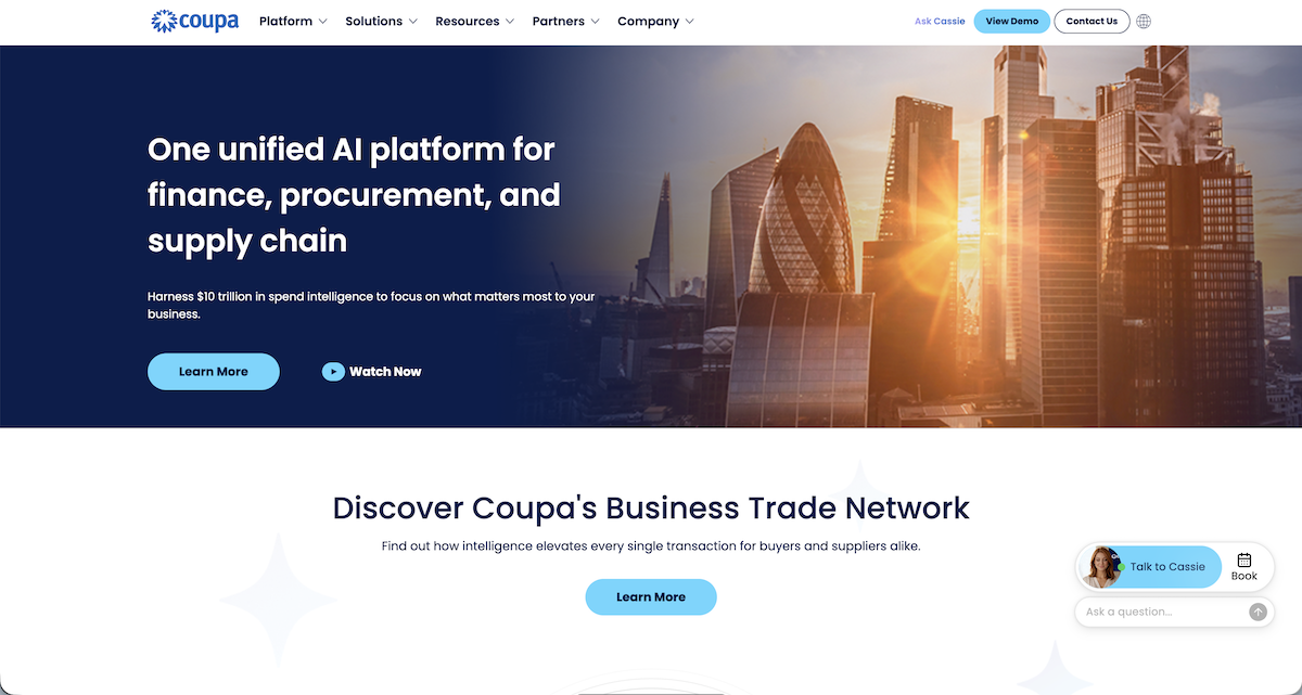 Coupa.com homepage