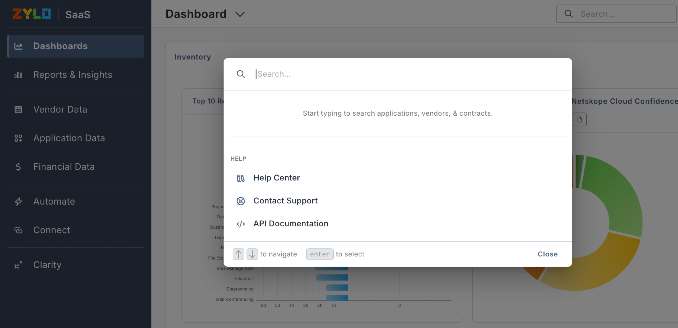 The global search UI in Zylo.