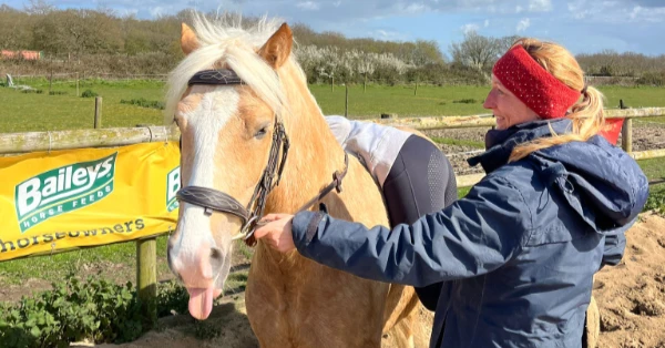 Georgina Powell and her daughter working on breaking and schooling a pony at A Horses Friend.