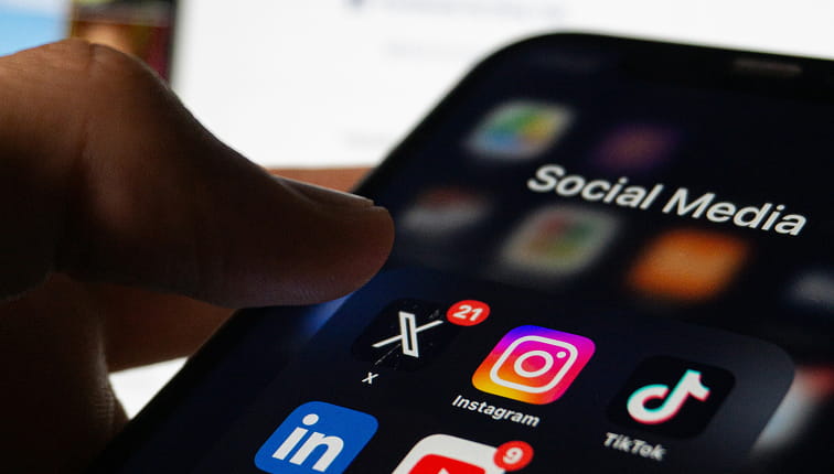 Social media apps on a phone screen
