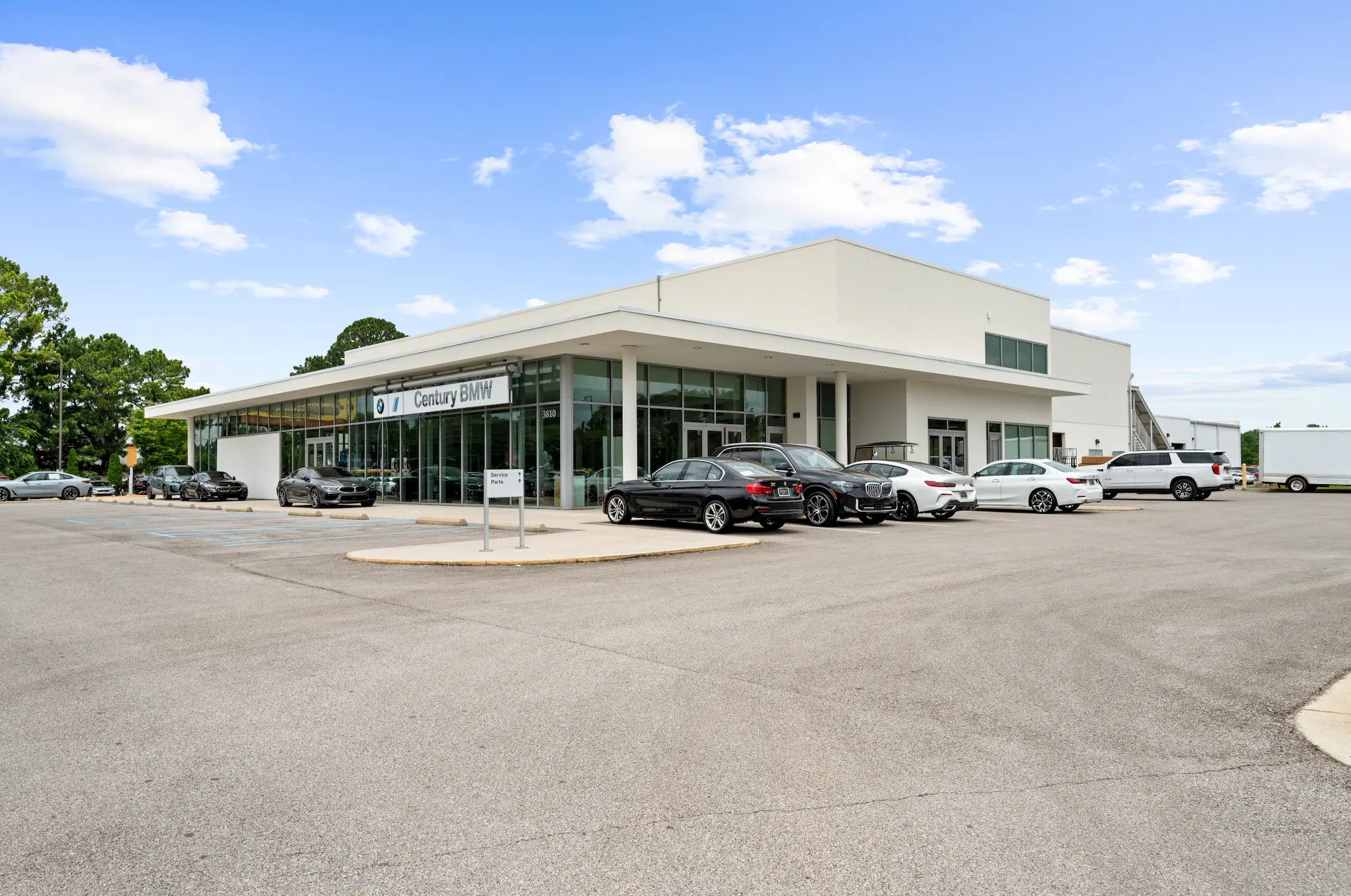 Exterior view of the BMW repair center on the Century Collision Center campus.