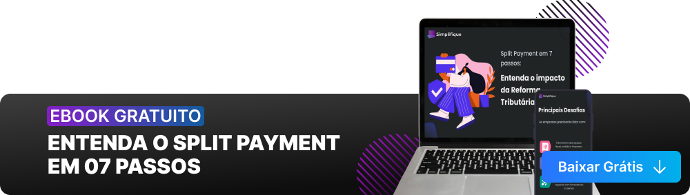 Imagem de um computador com um ebook gratuito sobre Split Payment