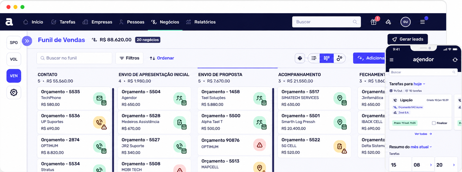 Agendor CRM - Aumente suas vendas com múltiplos funis