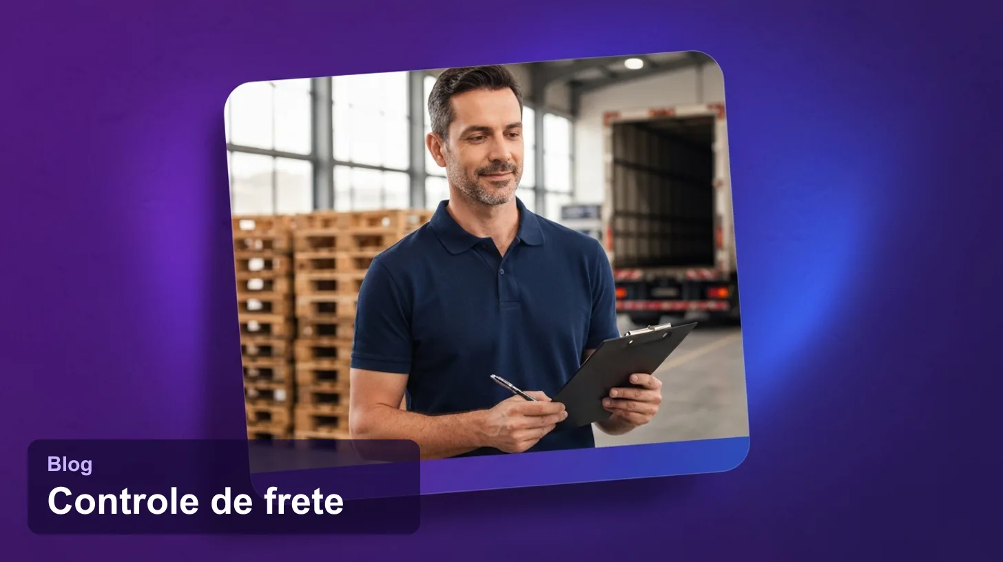 Controle de frete: gestor de logística com prancheta conferindo cargas em galpão de distribuição