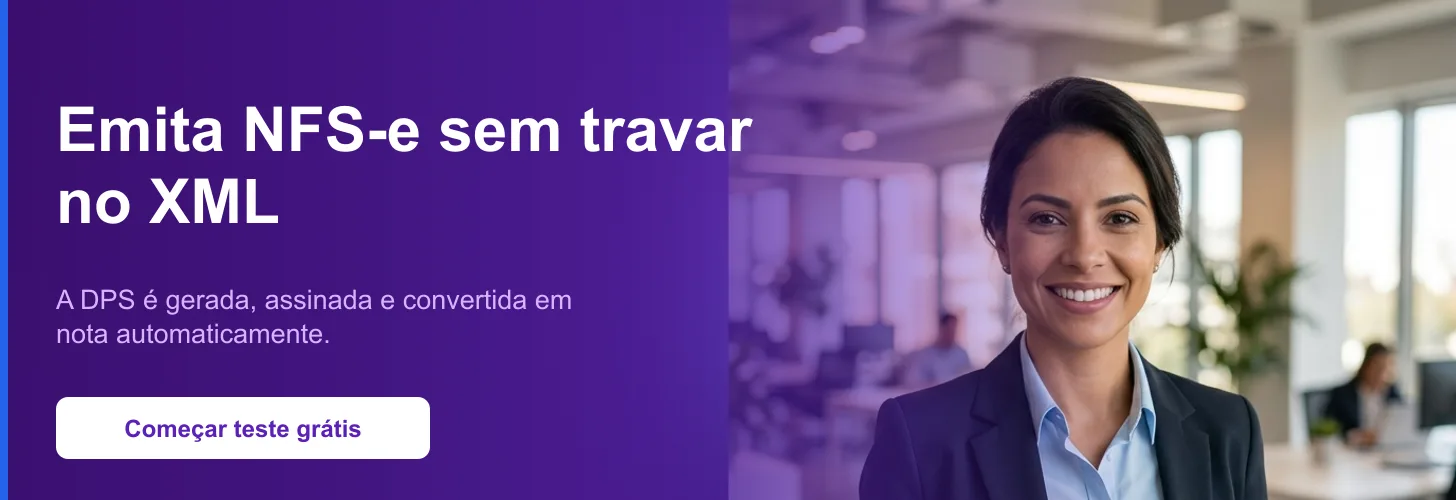 Prestadora de serviços emitindo NFS-e pelo celular com o Simplifique, com a DPS gerada e convertida em nota automaticamente