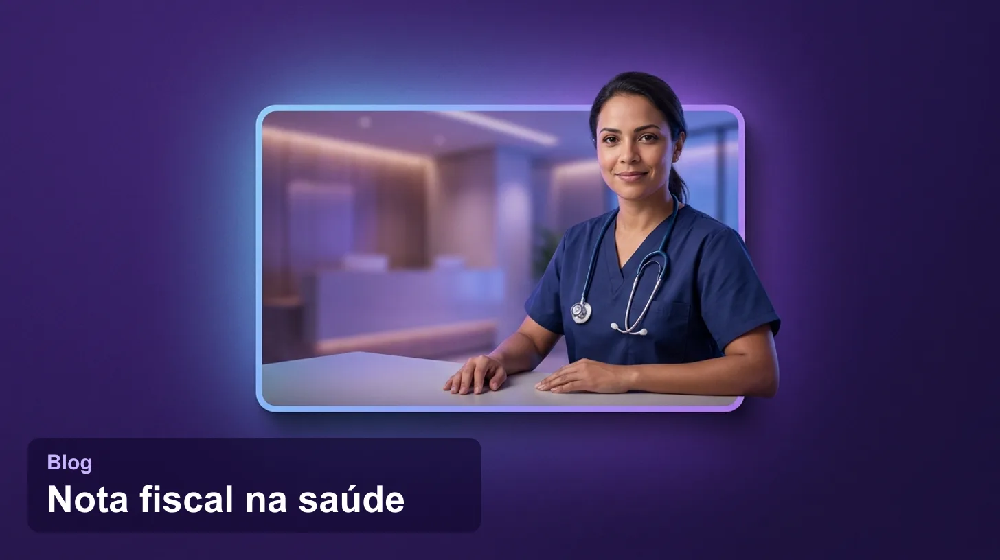 Nota fiscal para profissional da saúde: médica em consultório com estetoscópio