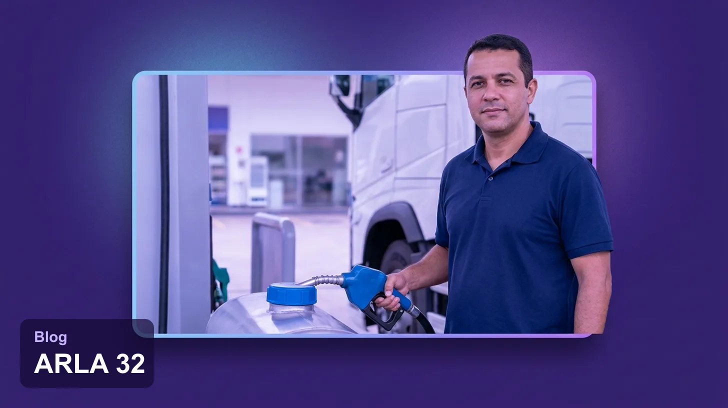 O que é ARLA 32: gestor de frota abastecendo o tanque de ARLA 32 de um caminhão diesel