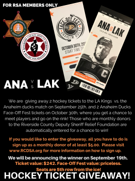 RSA hockey ticket giveaway flyer