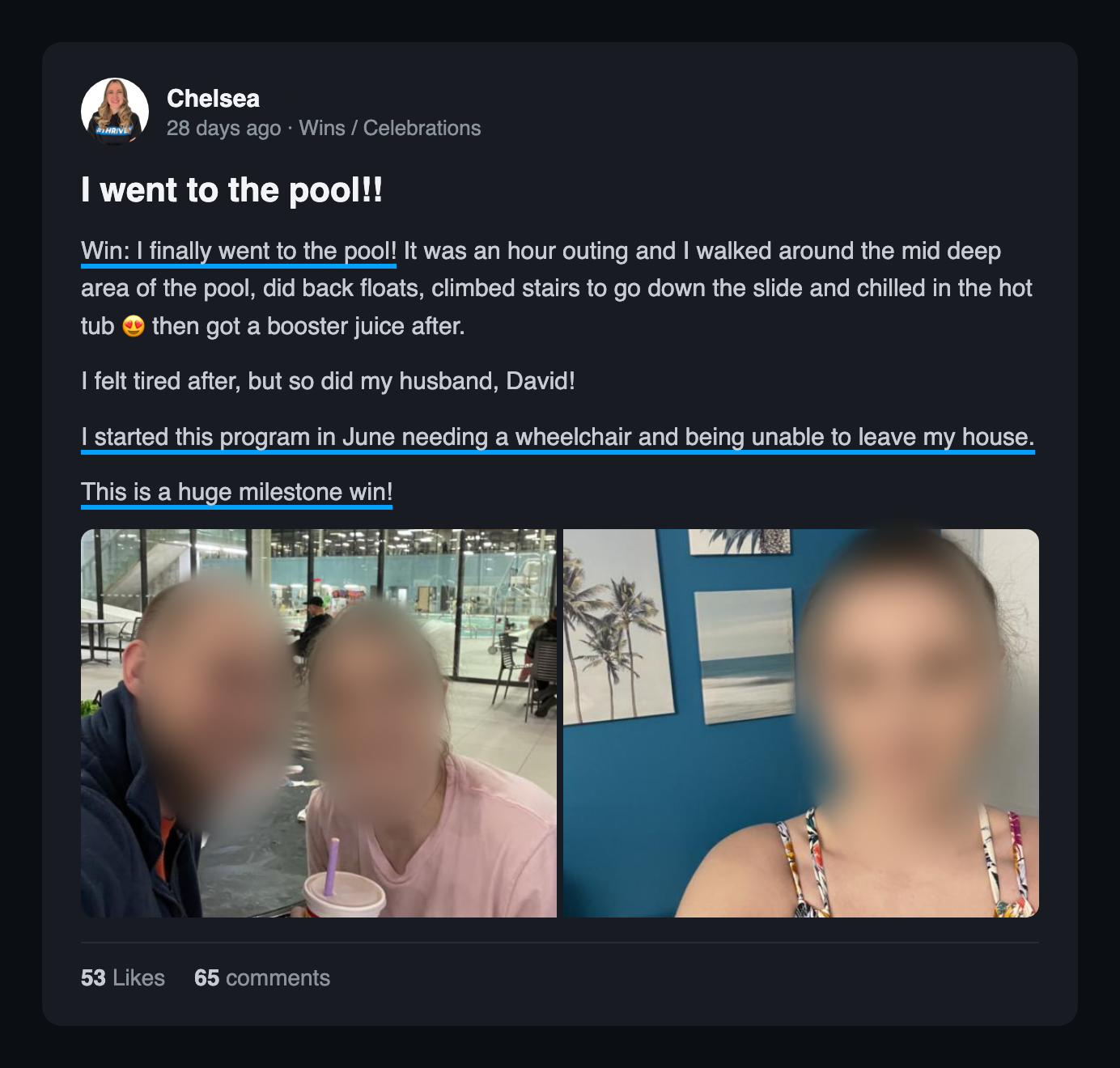 Community win post: I went to the pool