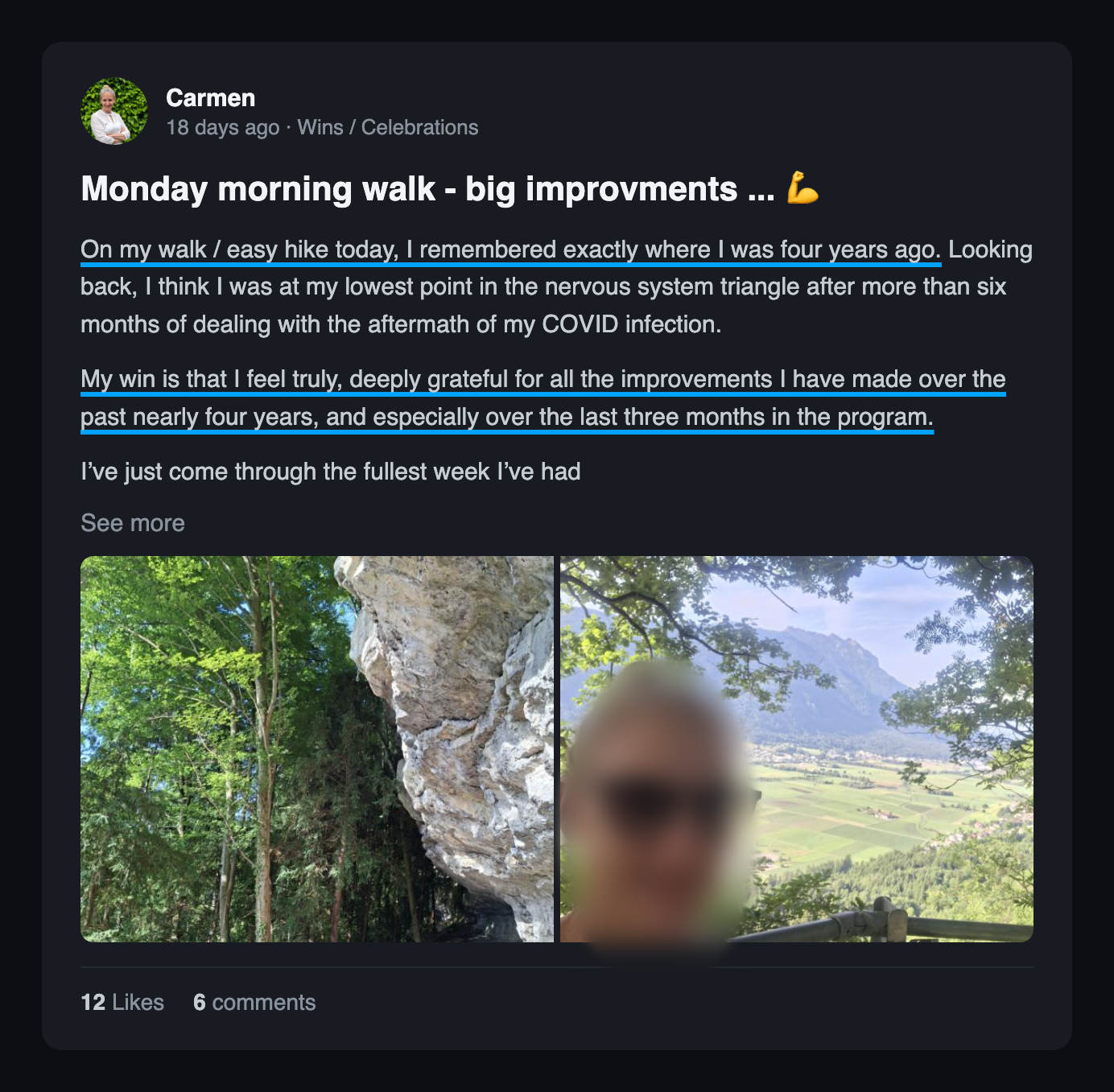 Community win post: Monday morning walk big improvments