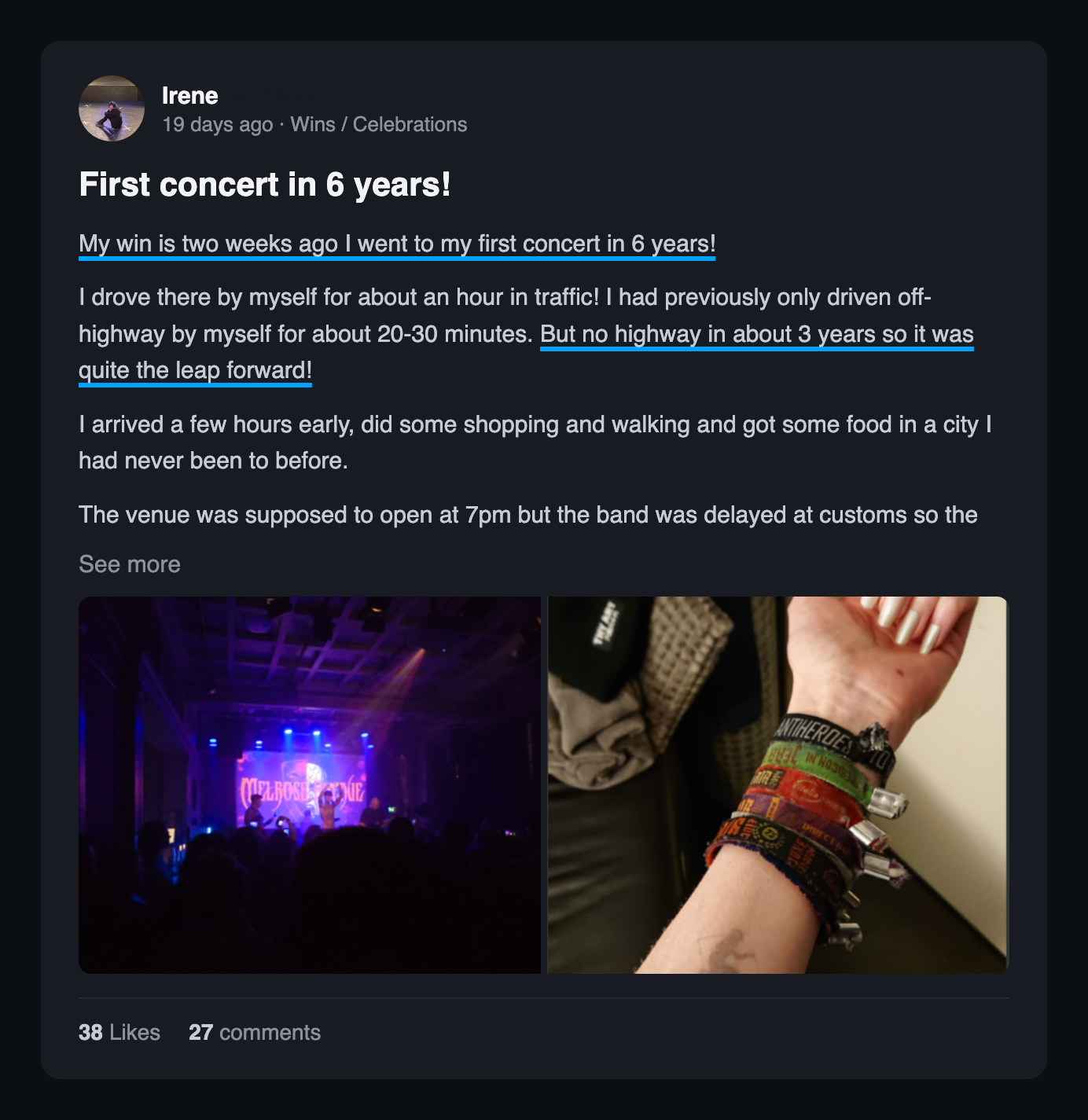 Community win post: First concert in 6 years