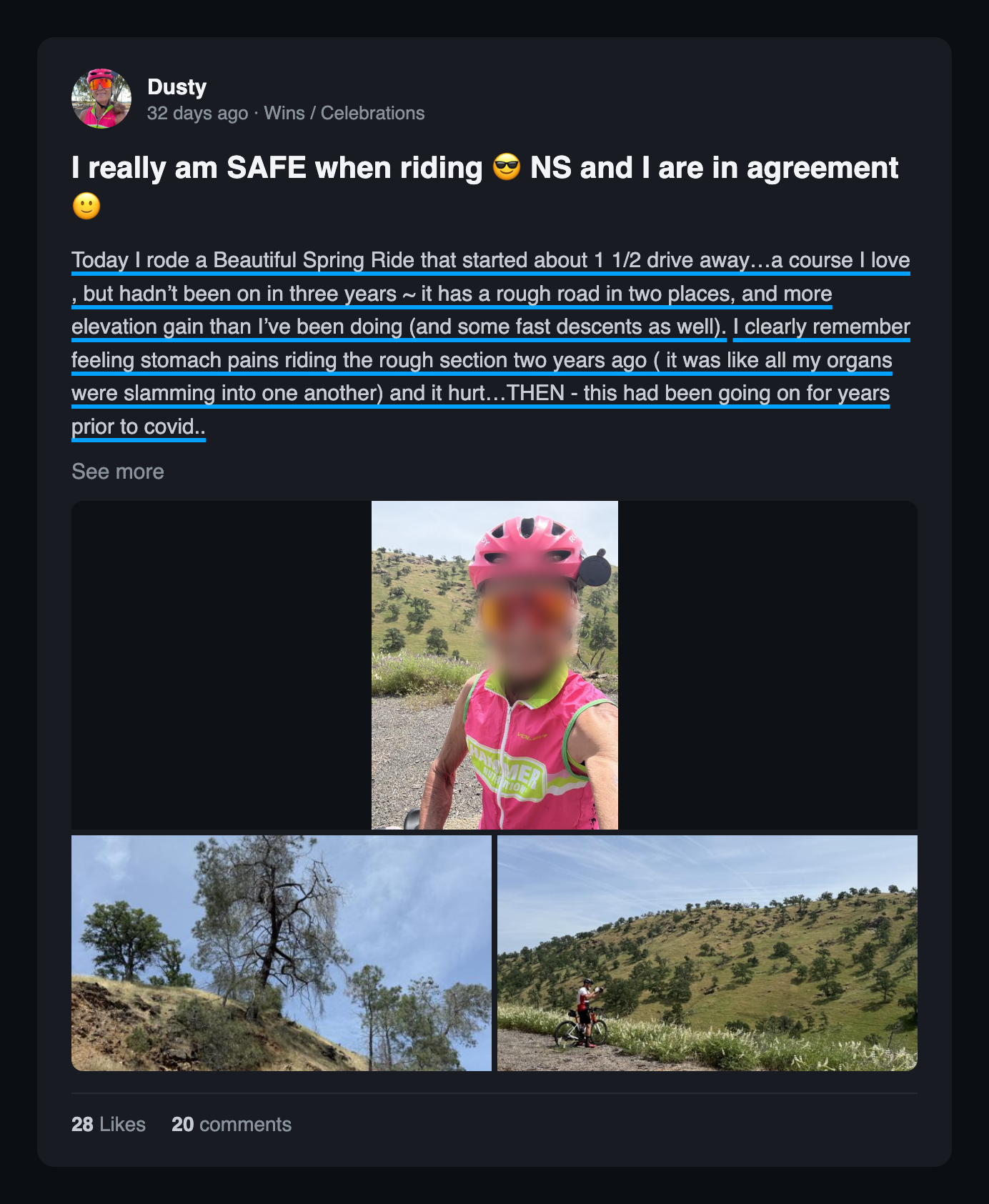Community win post: I really am safe when riding NS and I are in agreement