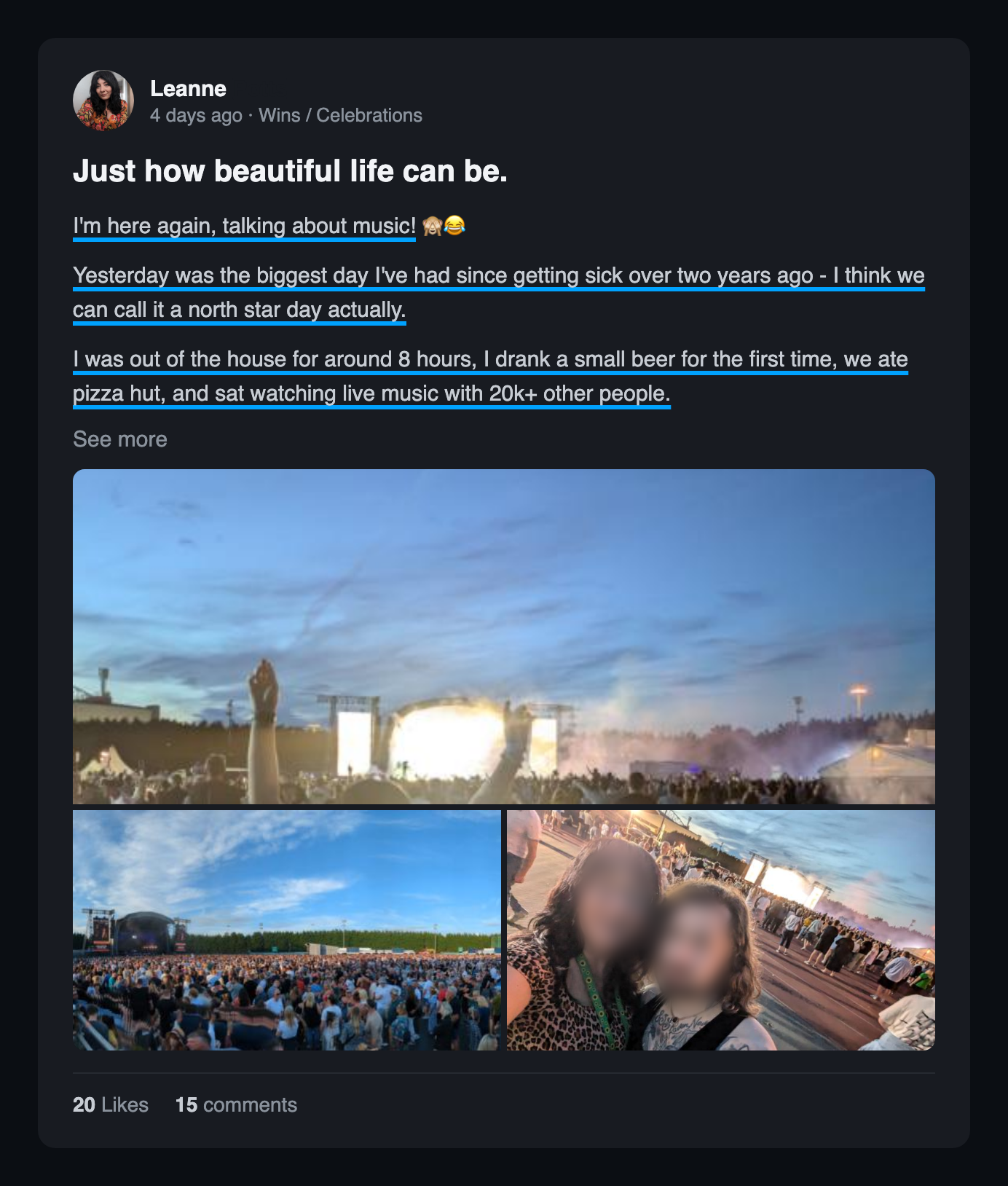 Community win post: Just how beautiful life can be