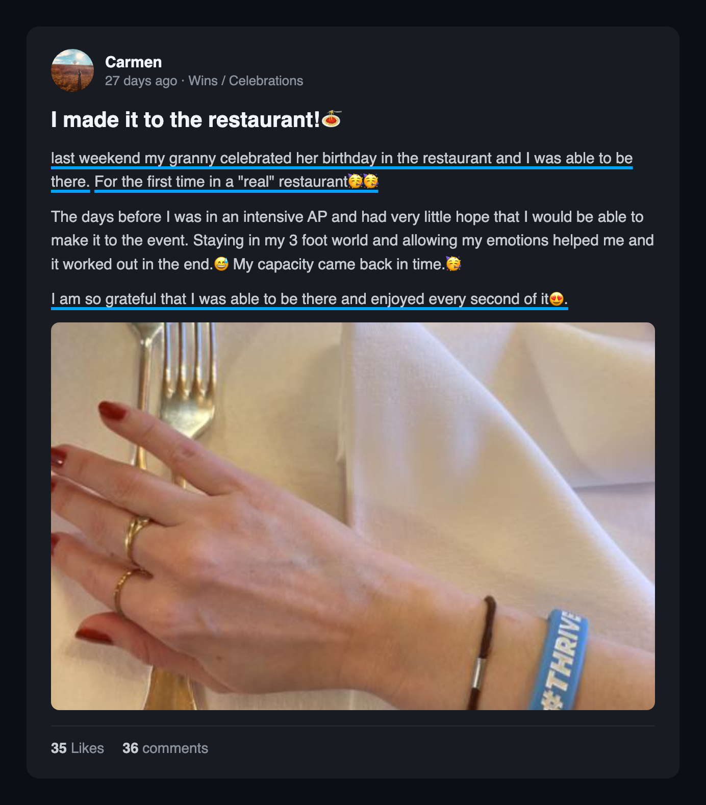 Community win post: I made it to the restaurant