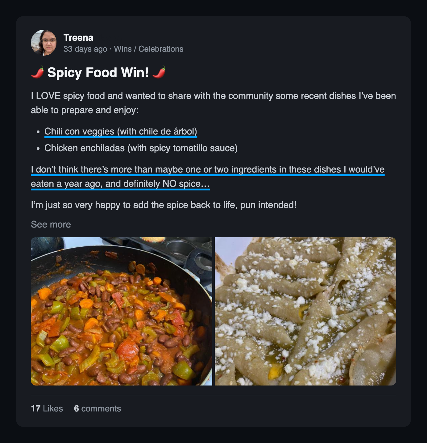 Community win post: Spicy food win