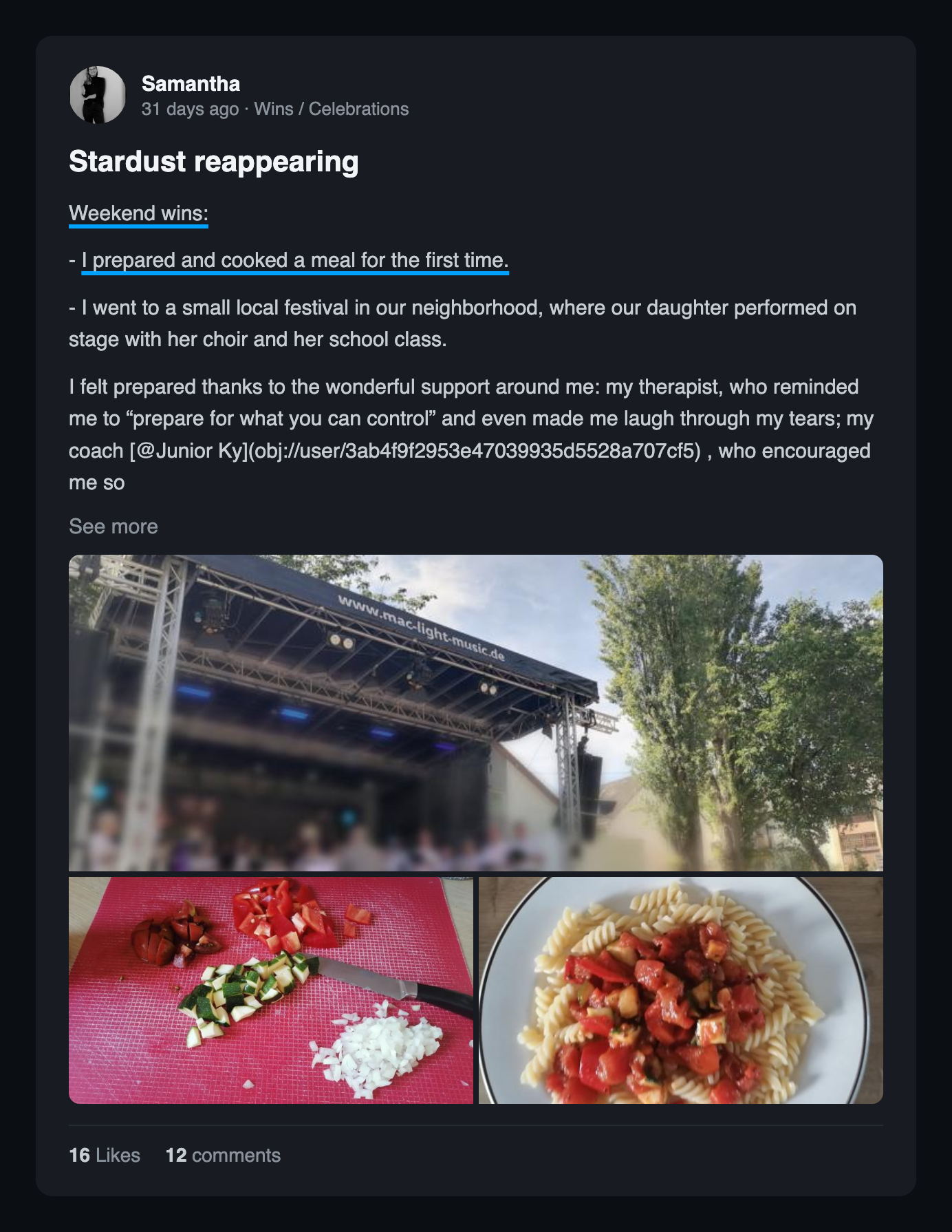 Community win post: Stardust reappearing