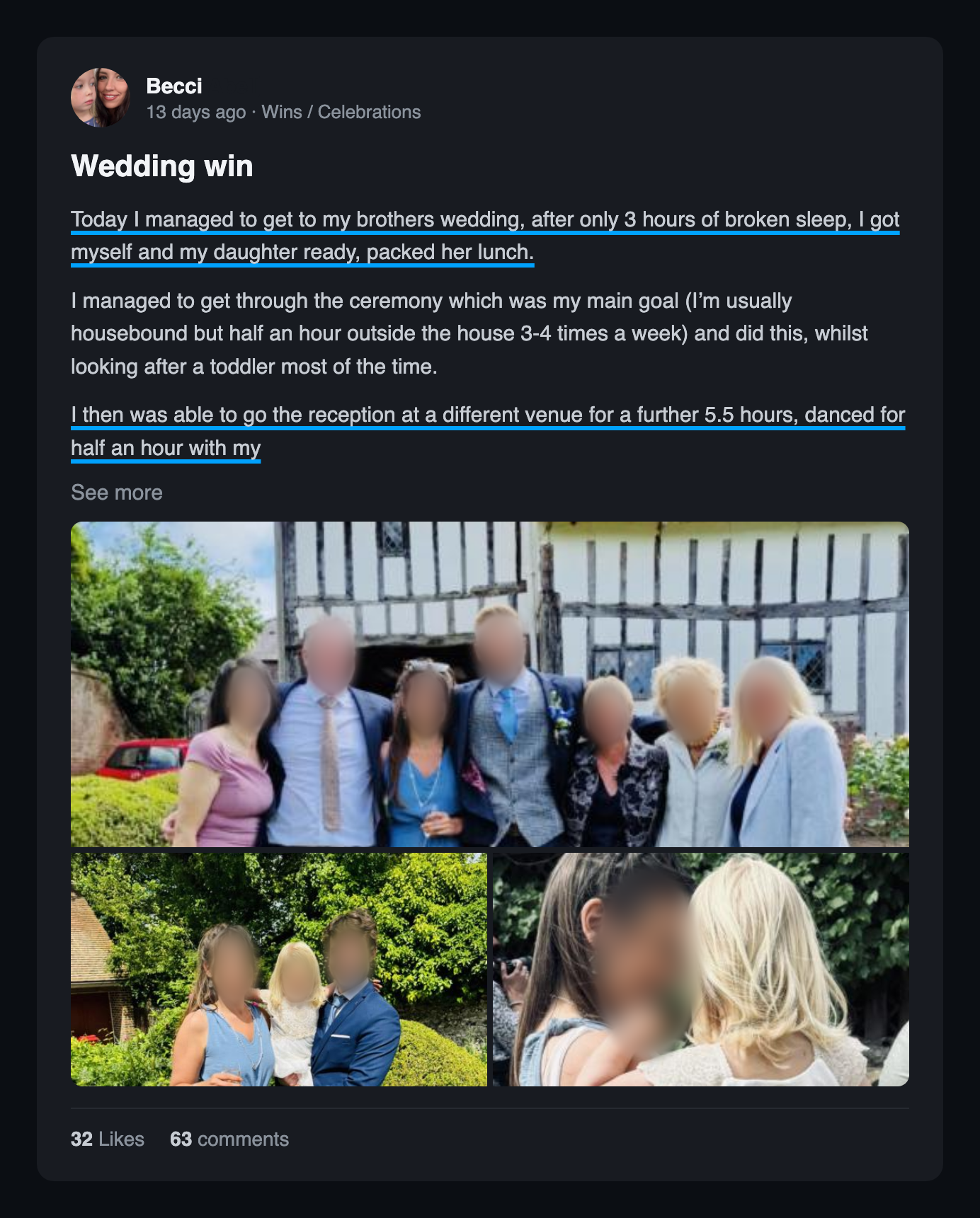 Community win post: Wedding win 2