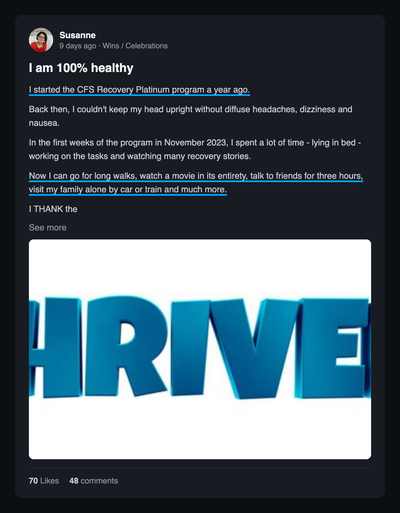 Community win post: I am 100 healthy