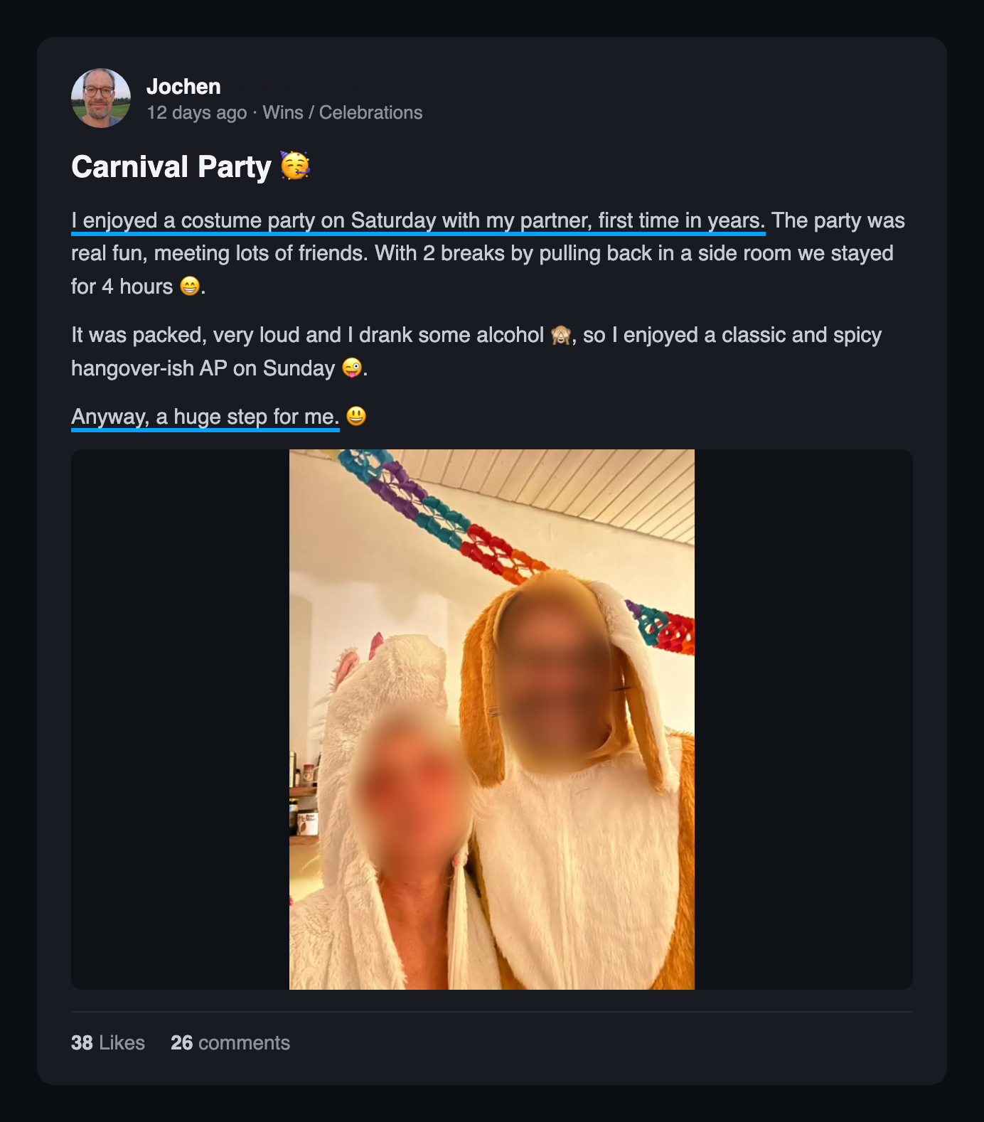 Community win post: Carnival party