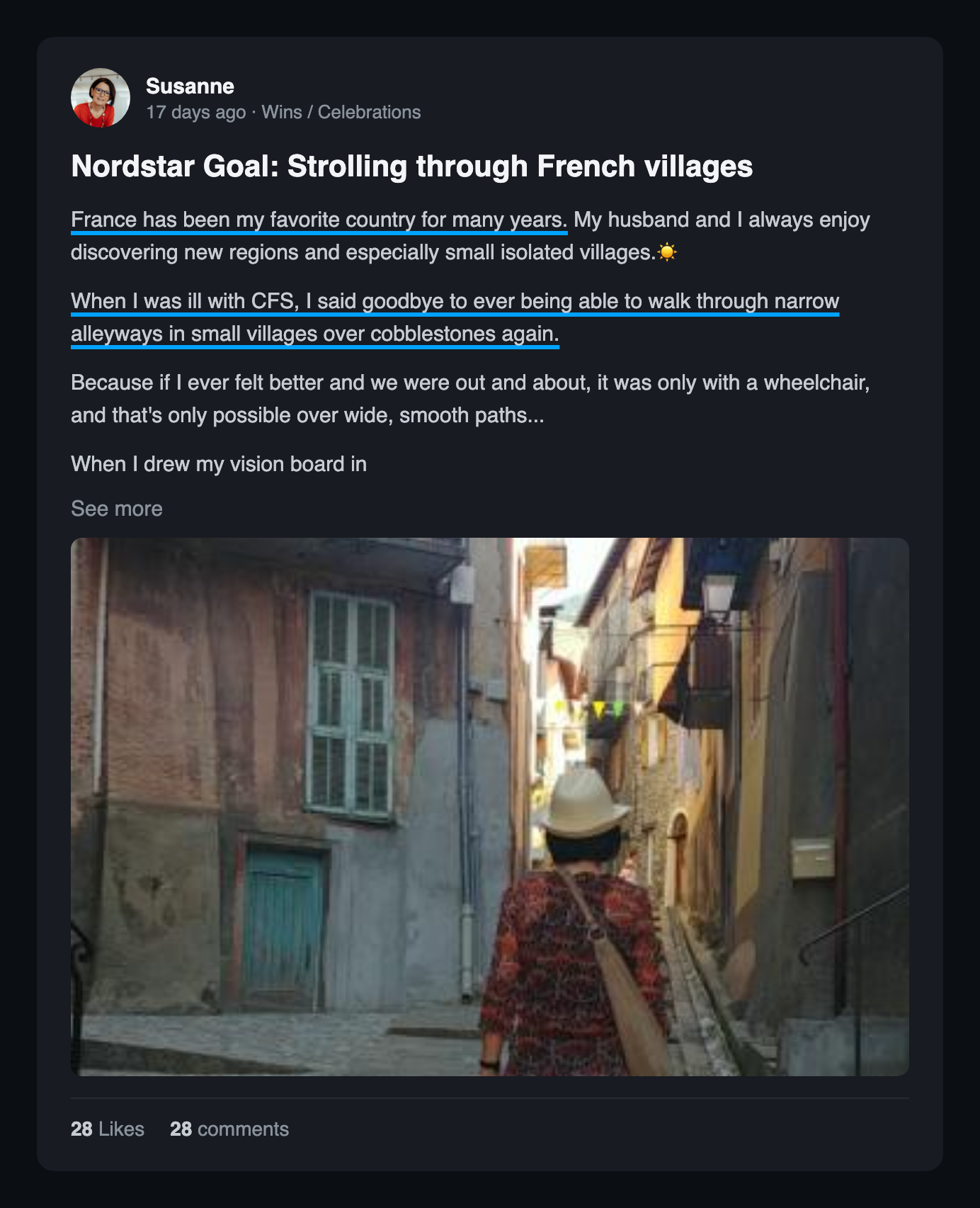 Community win post: Nordstar goal strolling through french villages