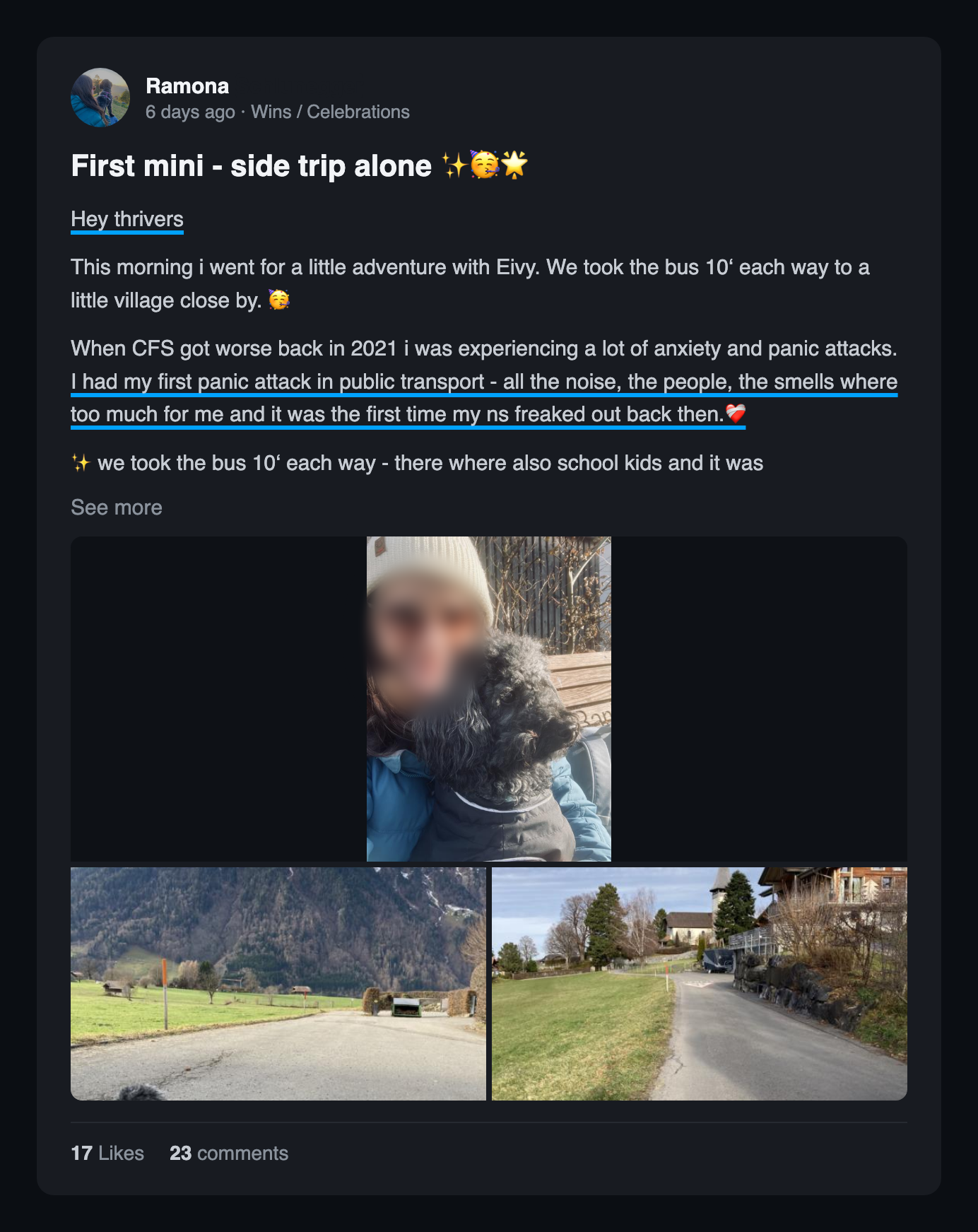 Community win post: First mini side trip alone