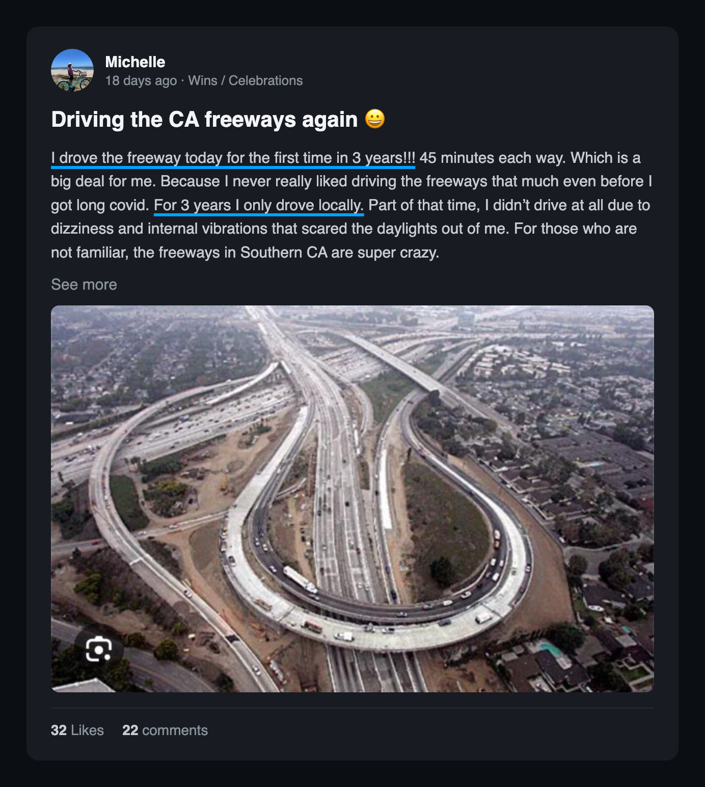 Community win post: Driving the ca freeways again