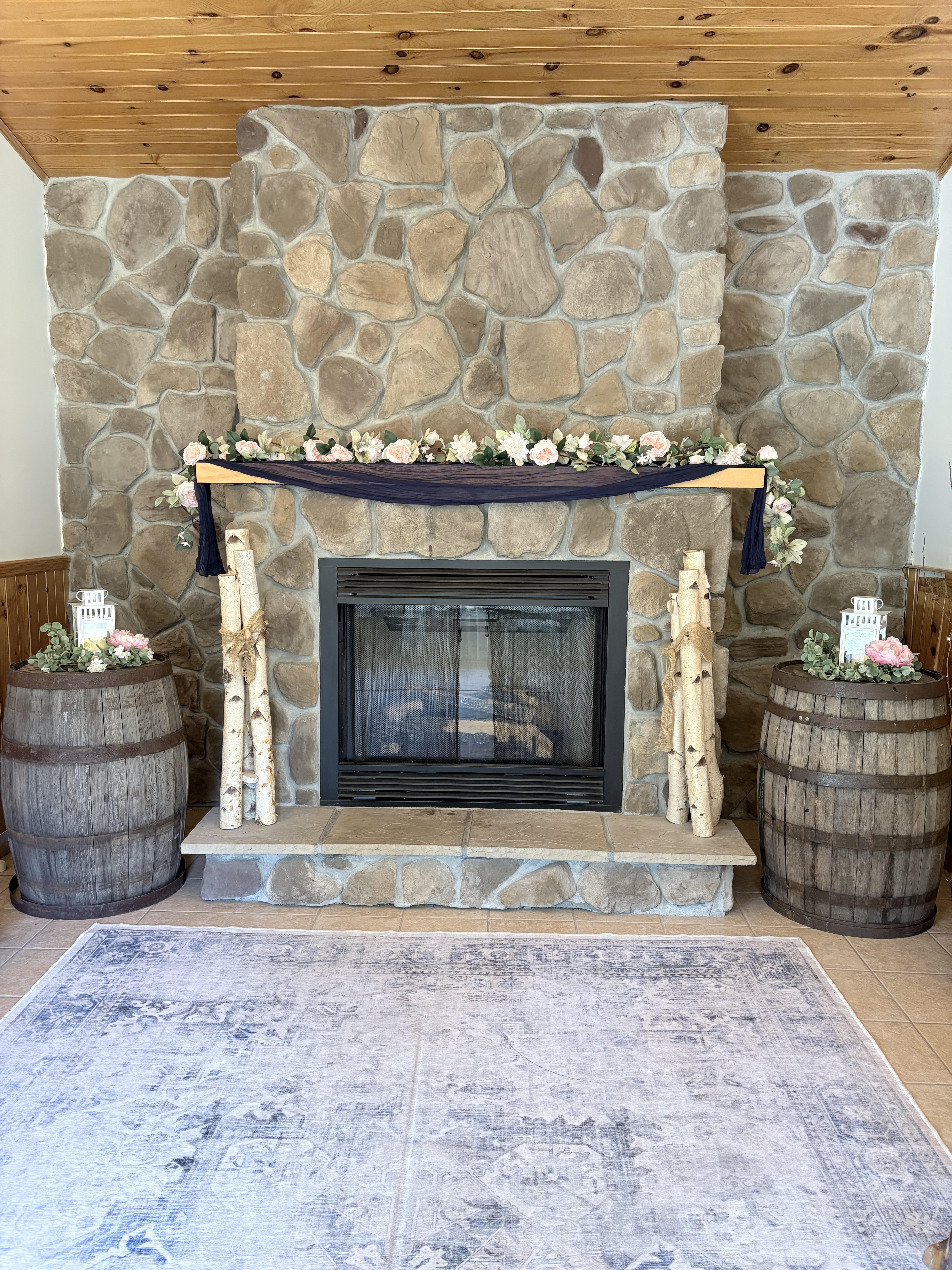 white room entry way/ fire place