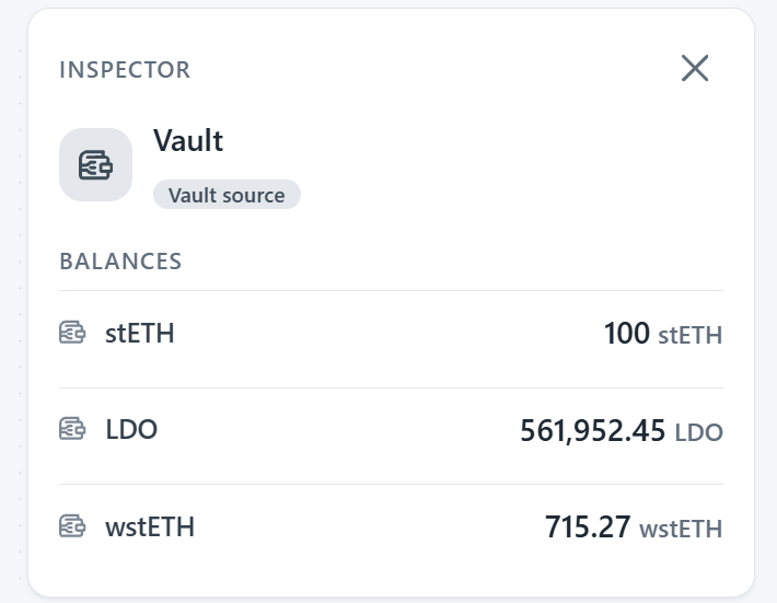 Vault balances inspector