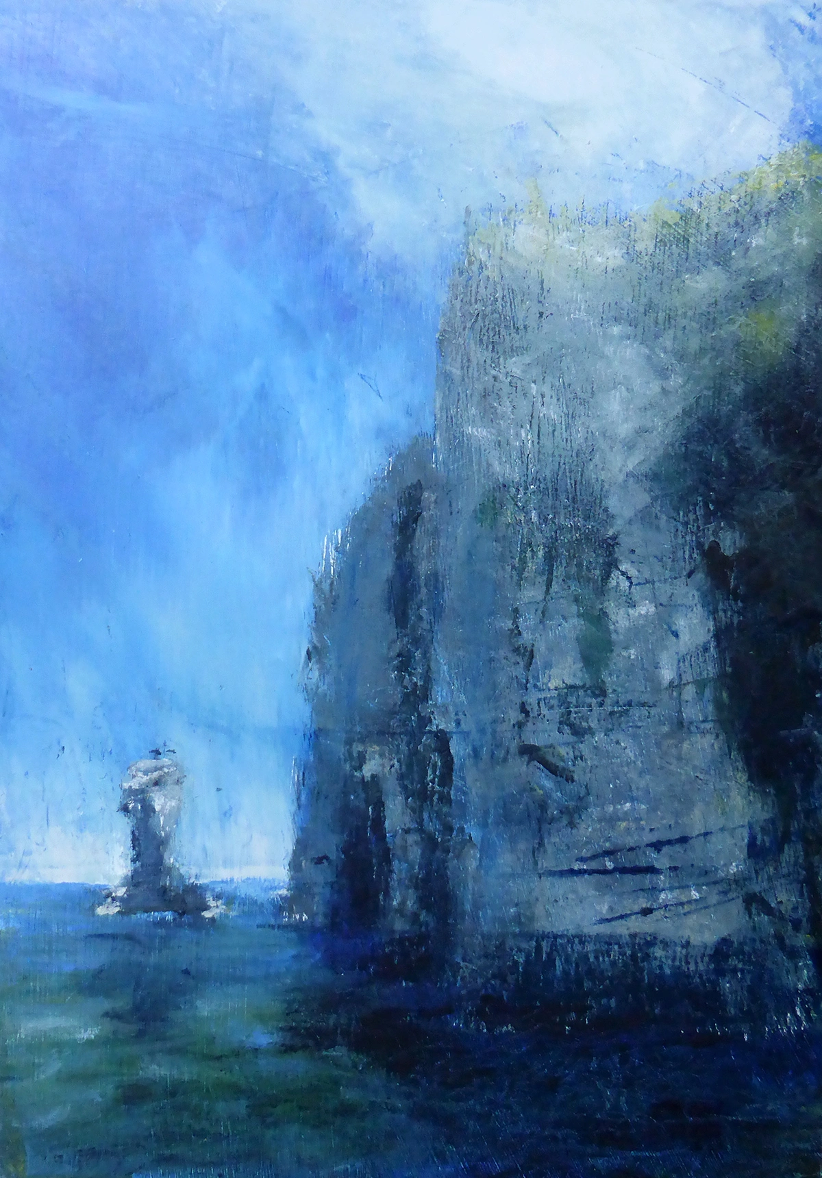 Old Harry Rocks from the Water, into the sun