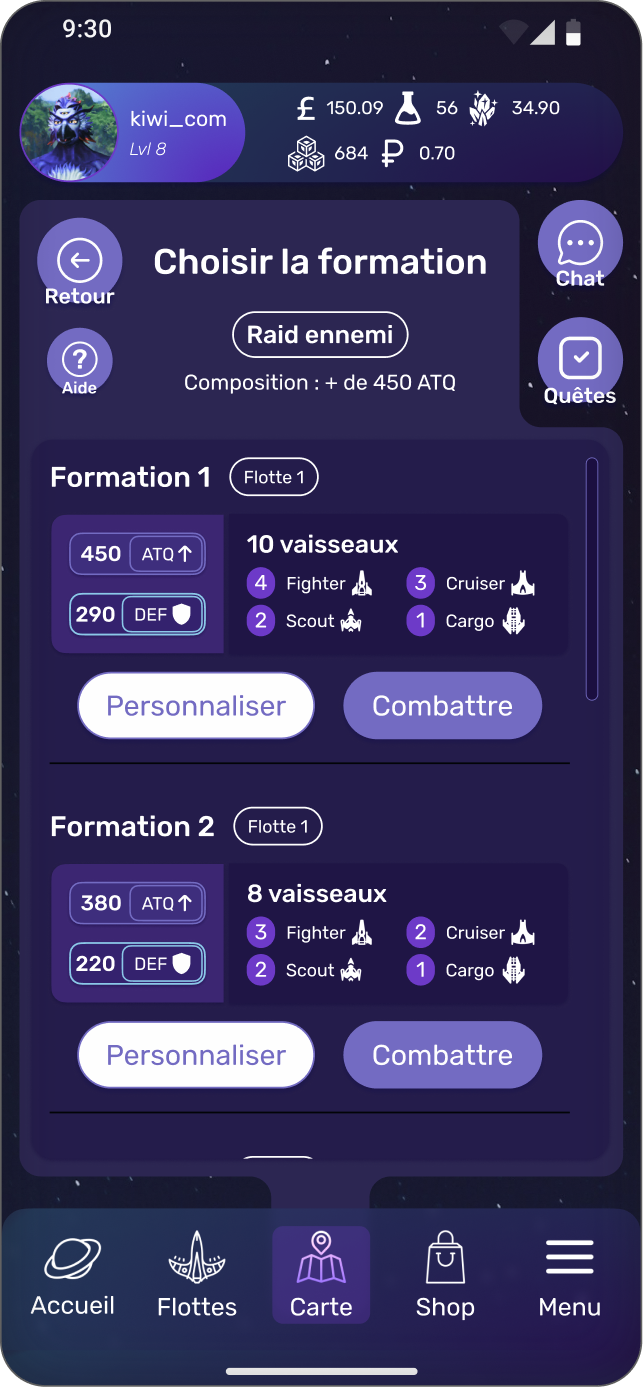 Sélection de configuration de flotte.