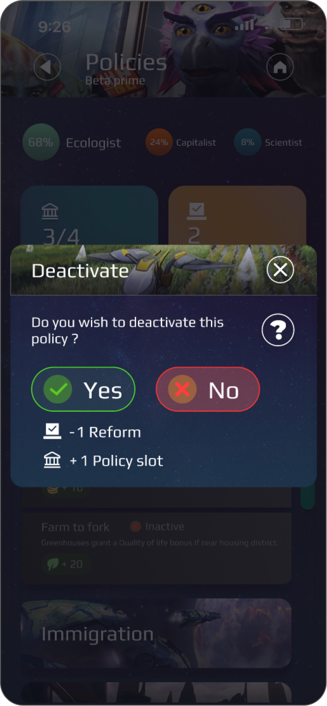 Fenêtre de confirmation de vote
