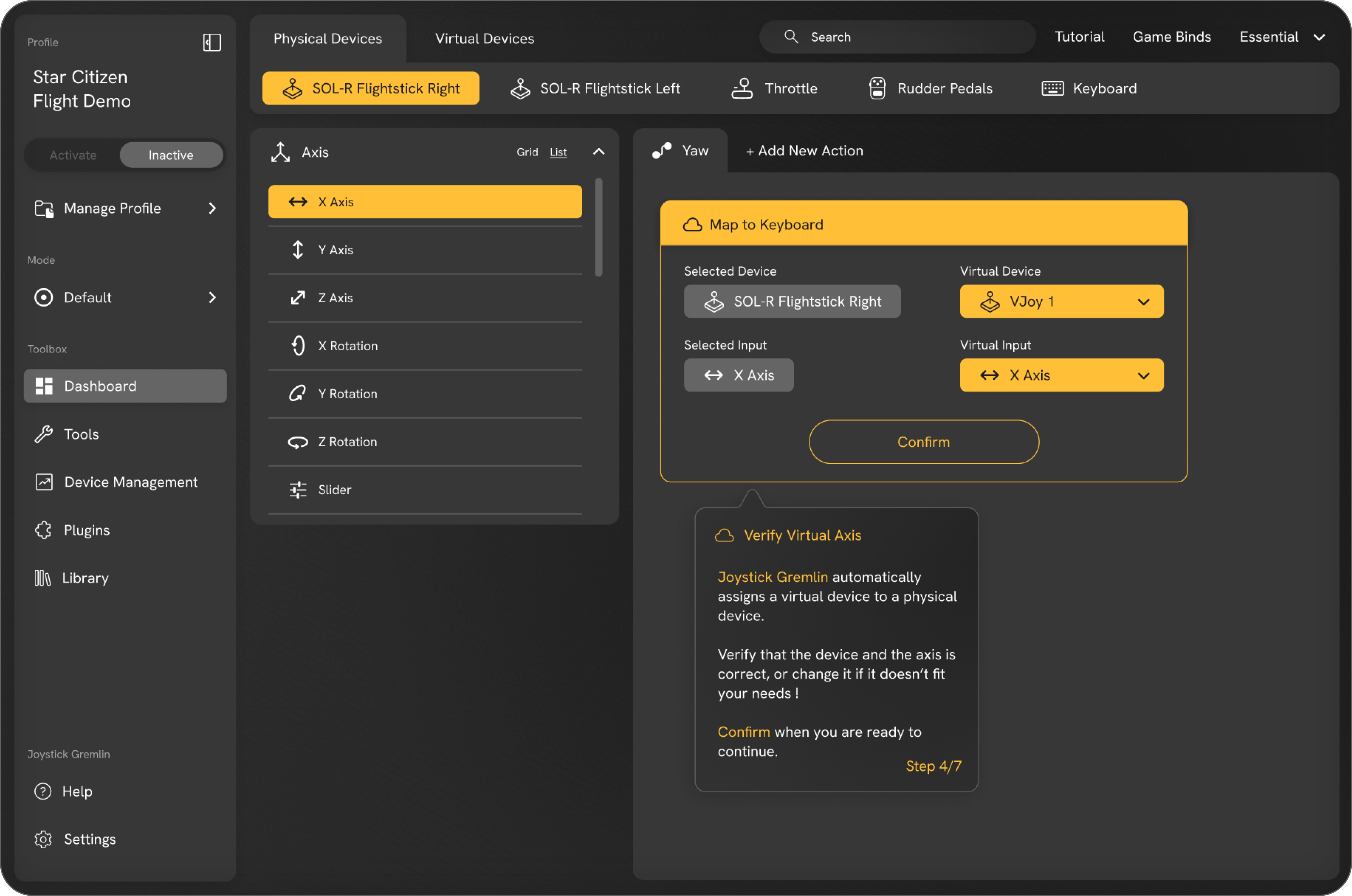Tutoriel axes de vol ajout d'une action supplémentaire