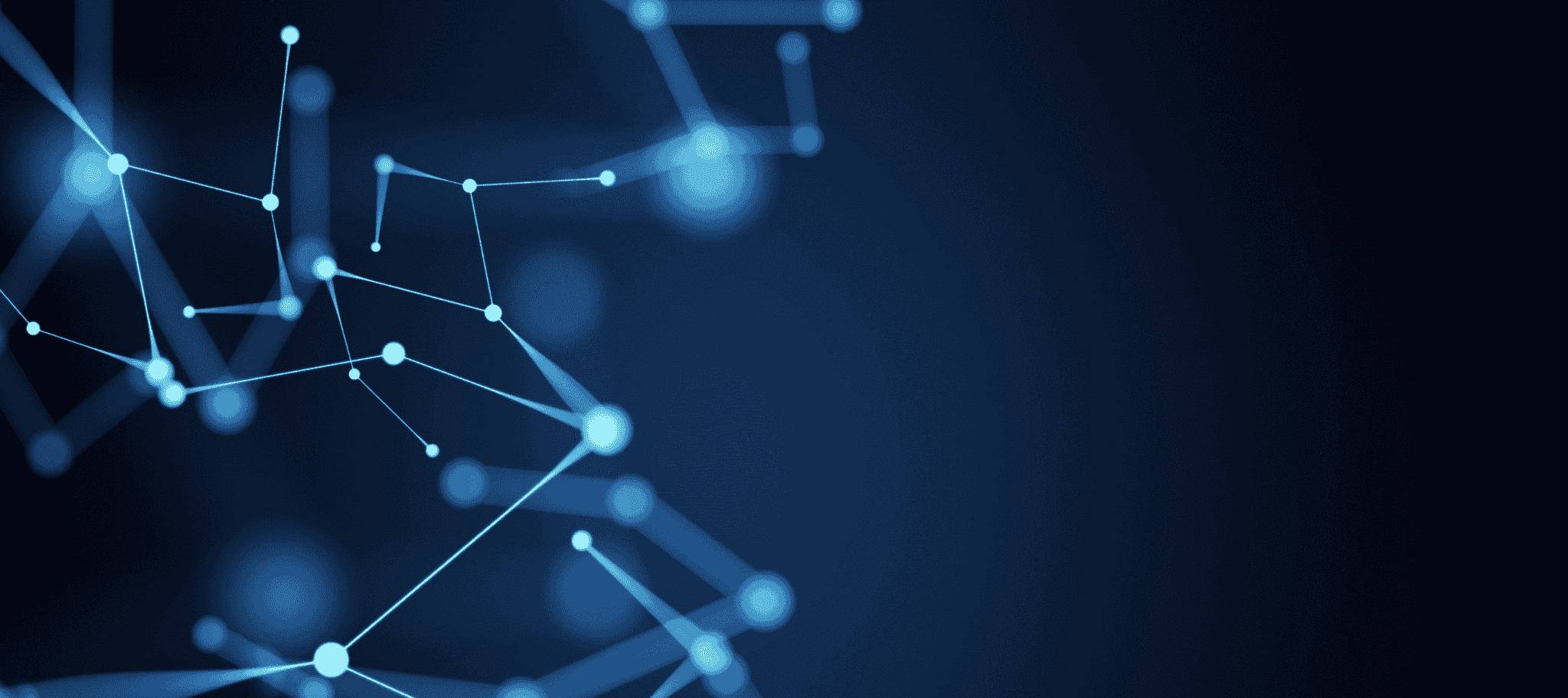 Abstract network of connected nodes on a dark background