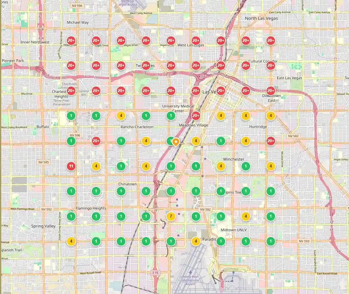 Google maps app open in a location showing therapists, searching "therapist near me"